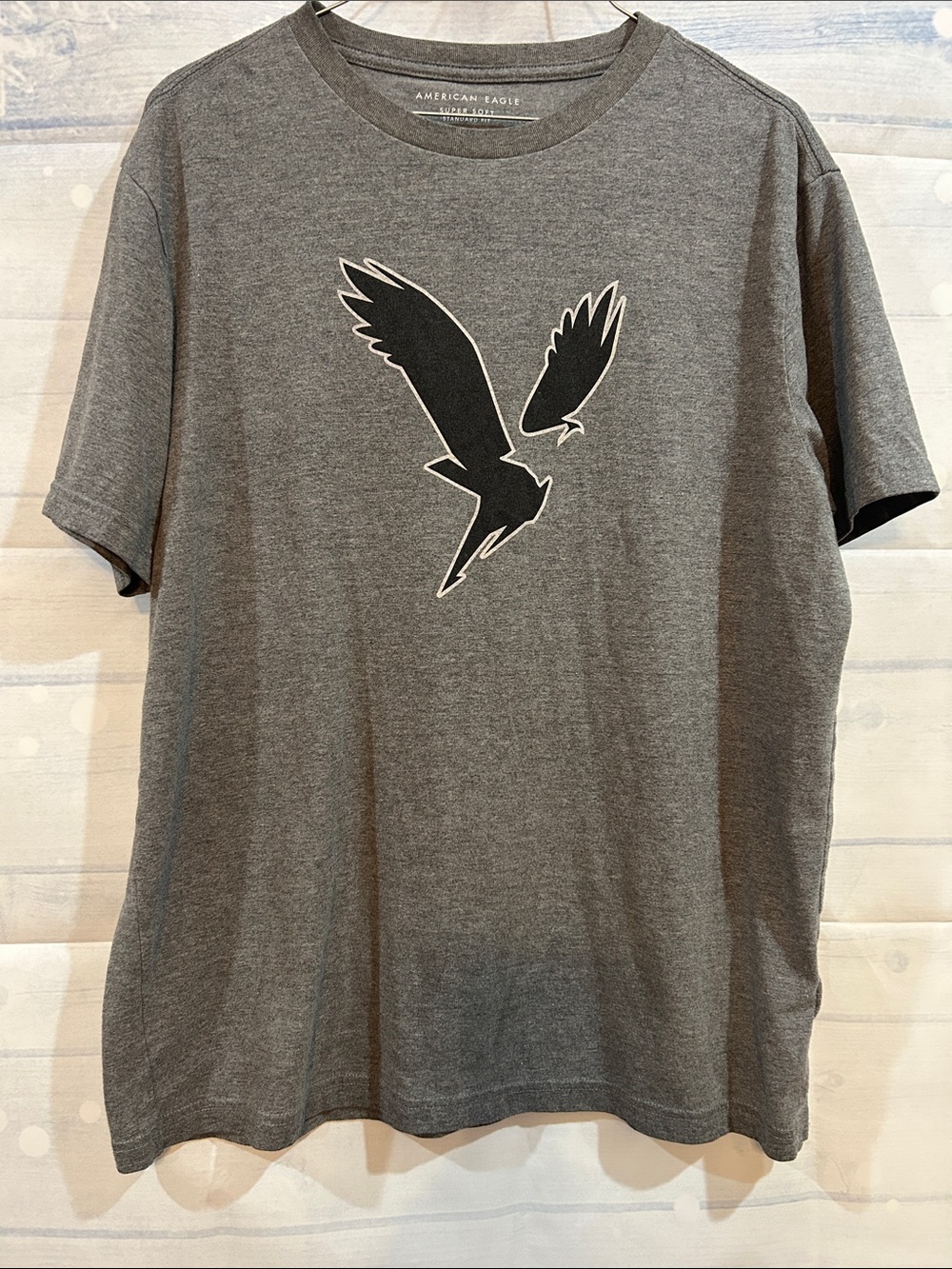 American Eagle Outfitters Gray T-Shirt with Black Eagle Graphic